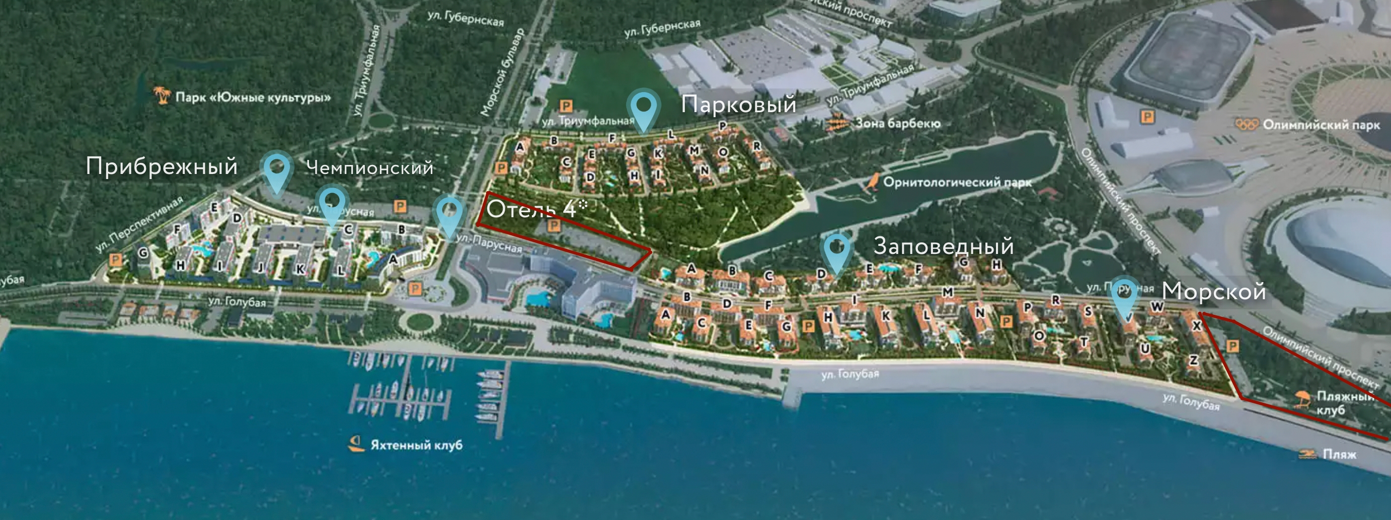 Красным отмечены наиболее крупные участки, которые отсудили у компании Дерипаски