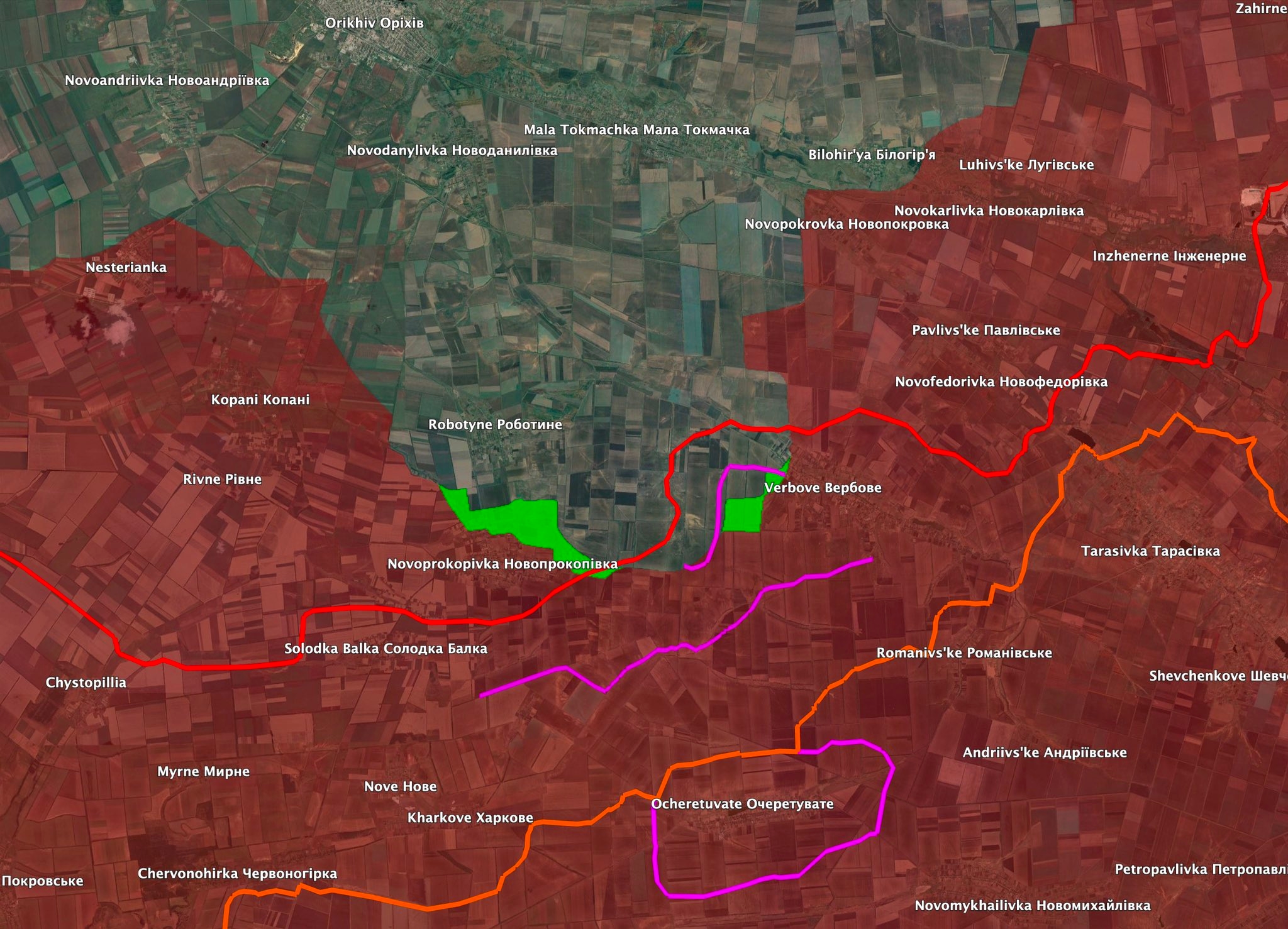 Продвижение ВСУ на токмакском направлении с 1 сентября по 5 октября 2023 года по версии Ukraine Battle Map
