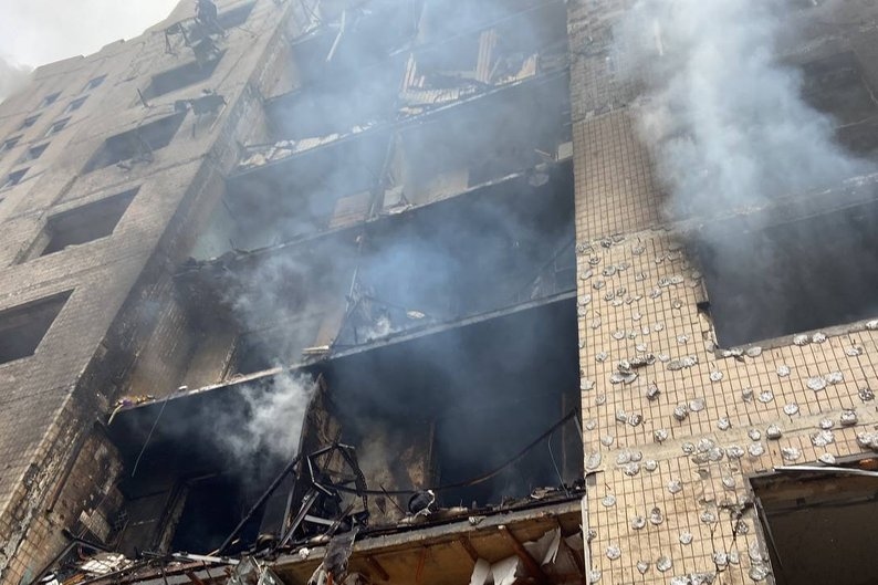 Последствия удара по Киеву 2 января