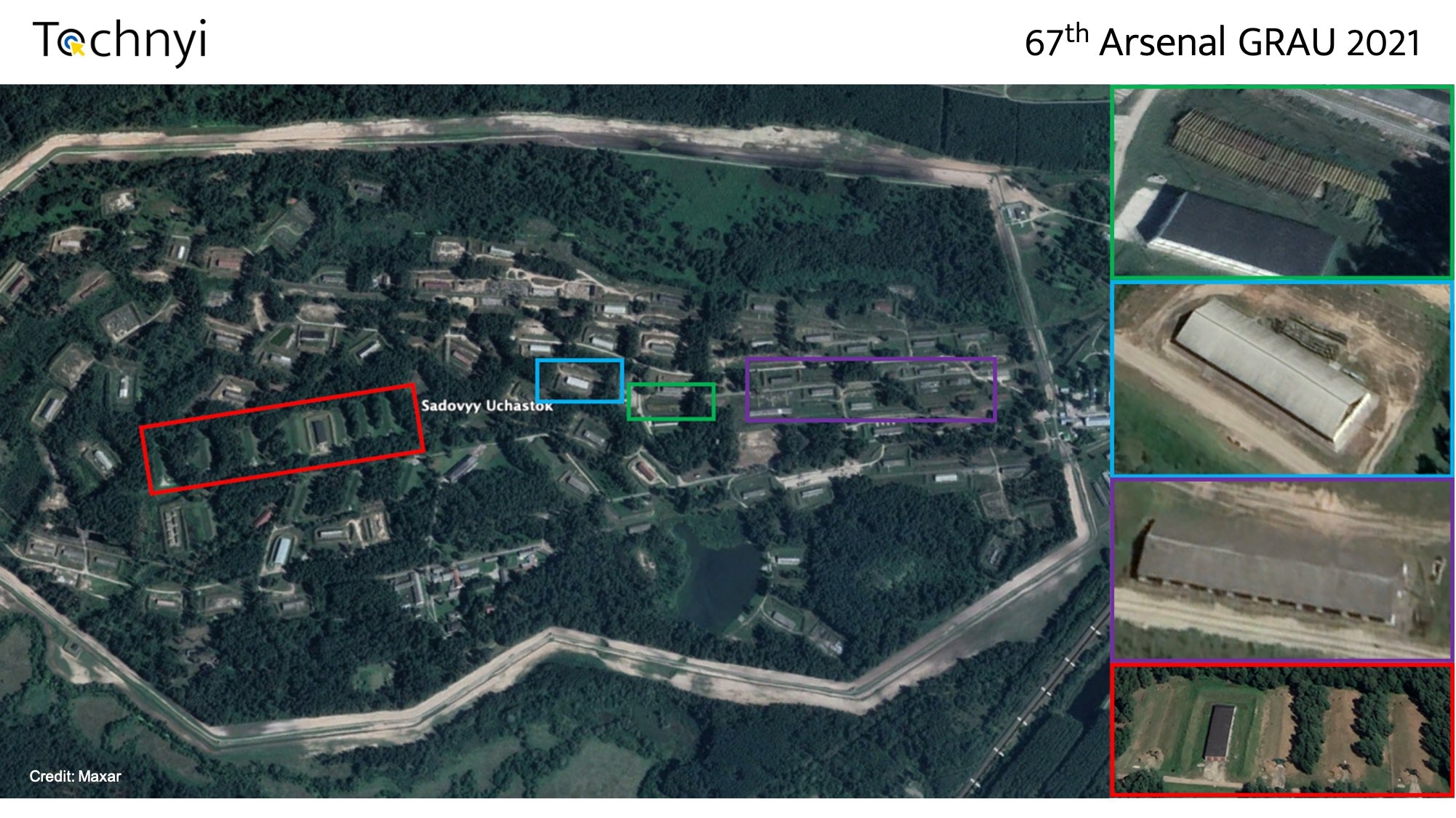 Спутниковый снимок 67-го арсенала ГРАУ в Брянской области