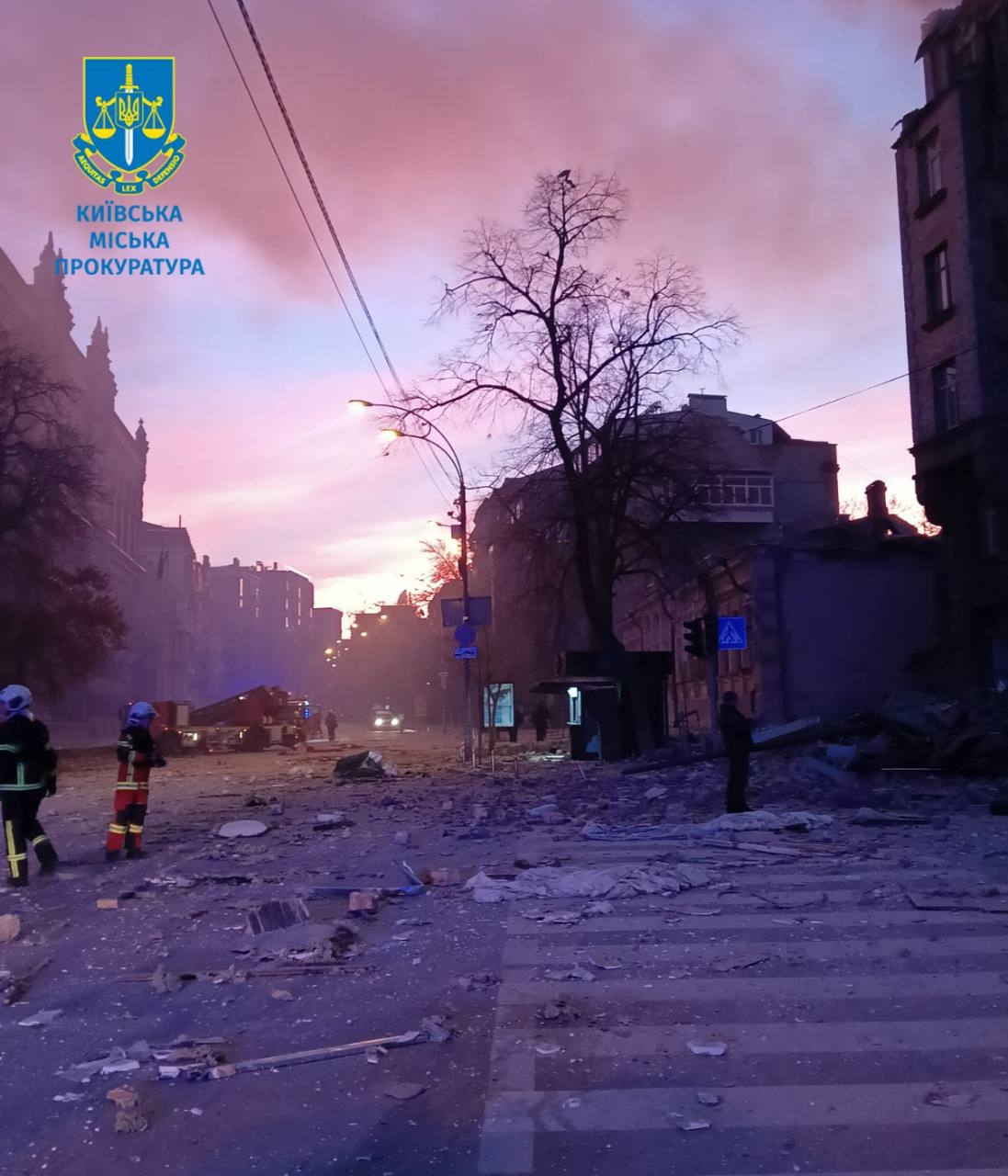 Последствия налета на Киев в ночь на 1 января 2025 года