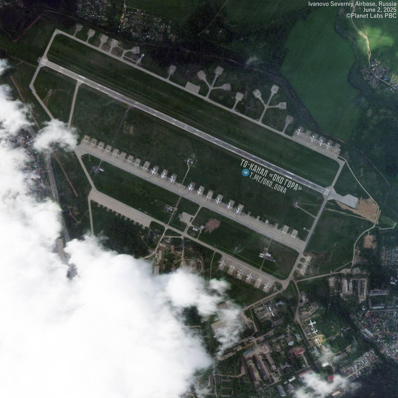 Спутниковый снимок аэродрома Иваново-Северный от 2 июня 2025 года