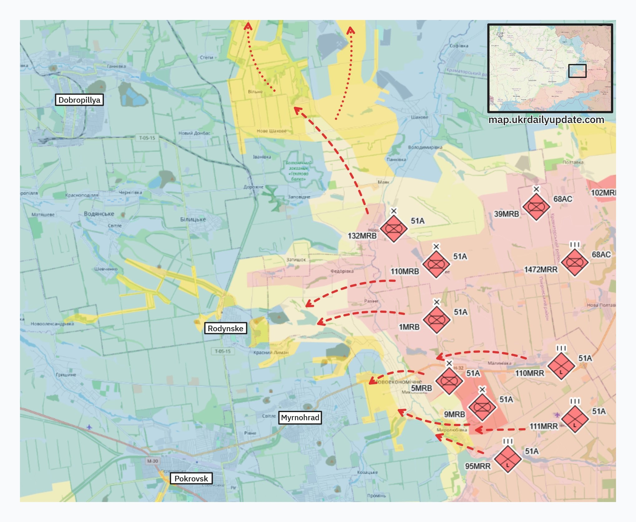 Зона ответственности российской 5-й ОМСБр на покровском направлении