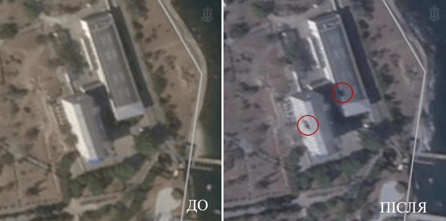 Последствия налета на коммуникационный узел ЧФ РФ в Крыму