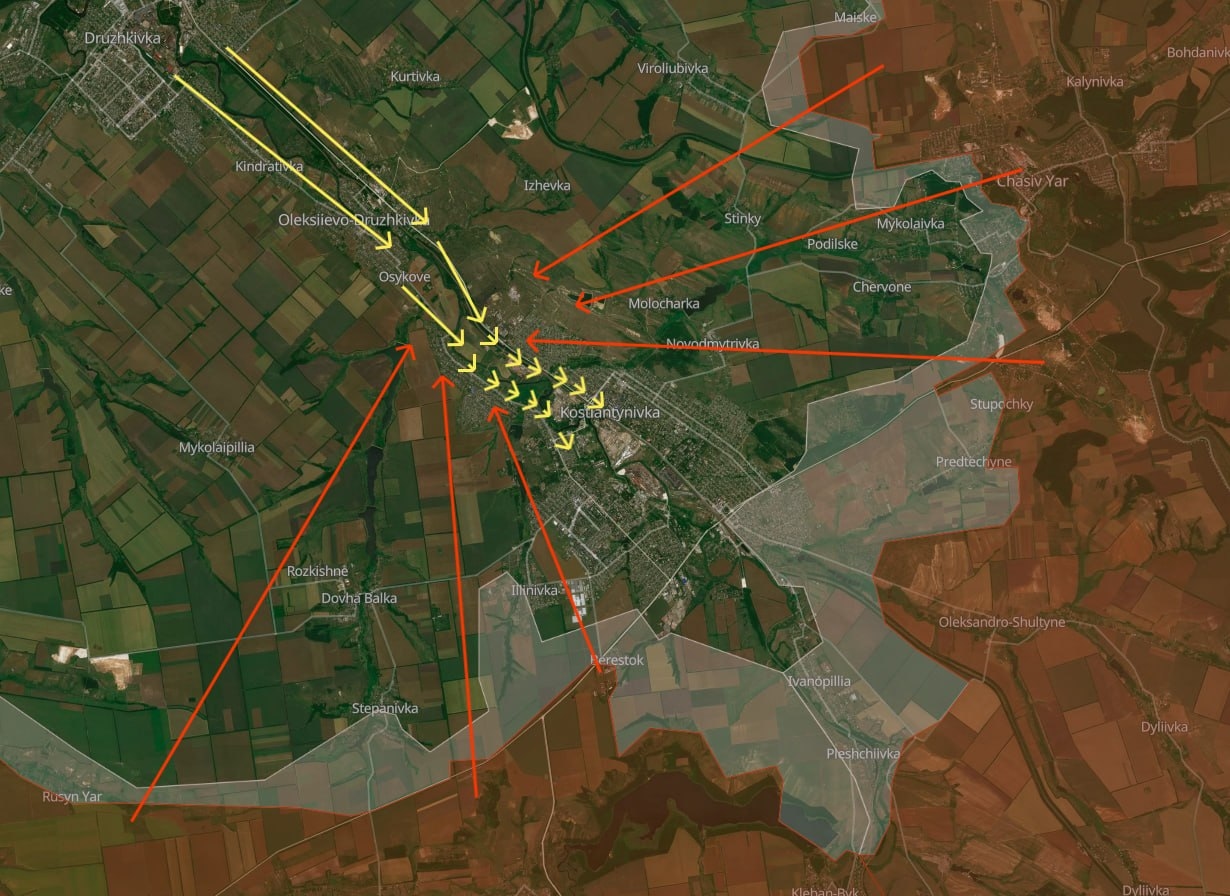 Украинские маршруты снабжения Константиновки по версии исследователя под ником Playfra
